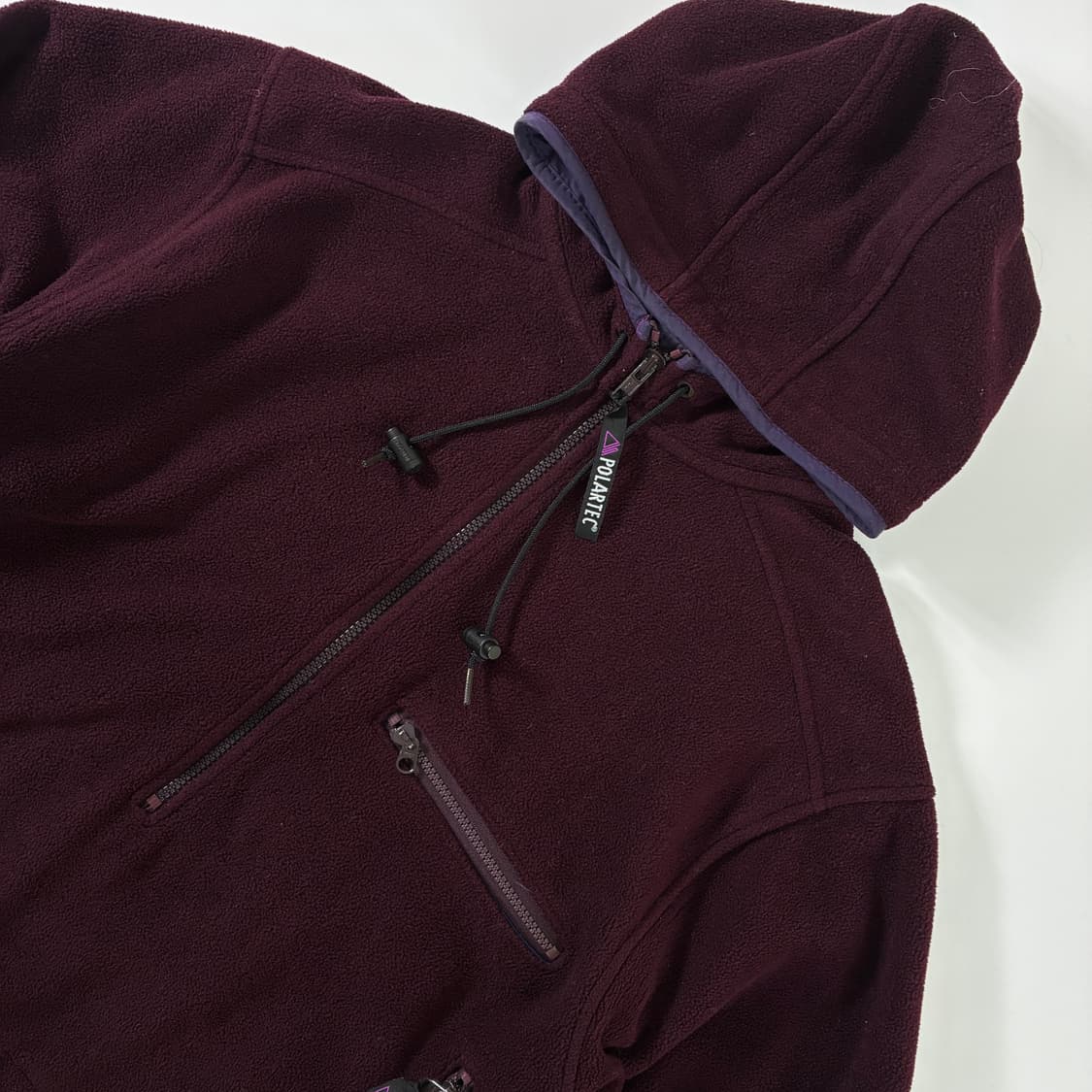 L.L Bean  엘엘빈 90,s 폴라텍 버건디 반집업 후드 플리스 상품이미지3