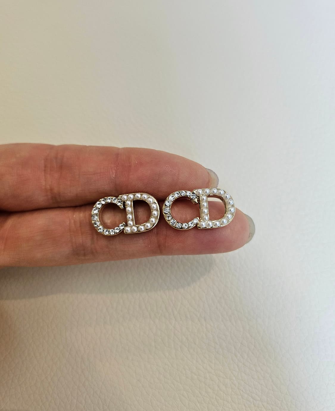 디올 진주 큐빅 금장 귀걸이 업사이클링 상품이미지6