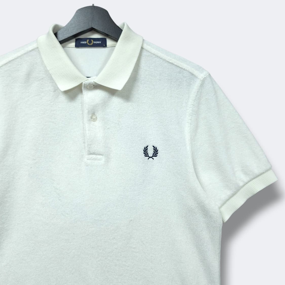 [S] 프레드페리 화이트 로렐 리스 테리 PK 반팔 카라티셔츠 상품이미지3