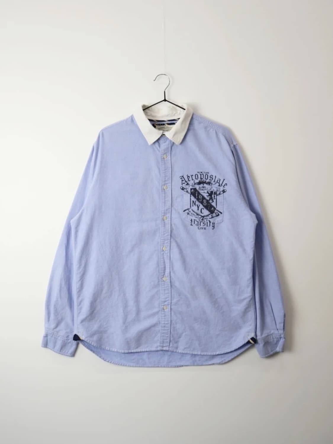Aeropostale Oxford Shirt Sky Blue Logo 상품이미지4