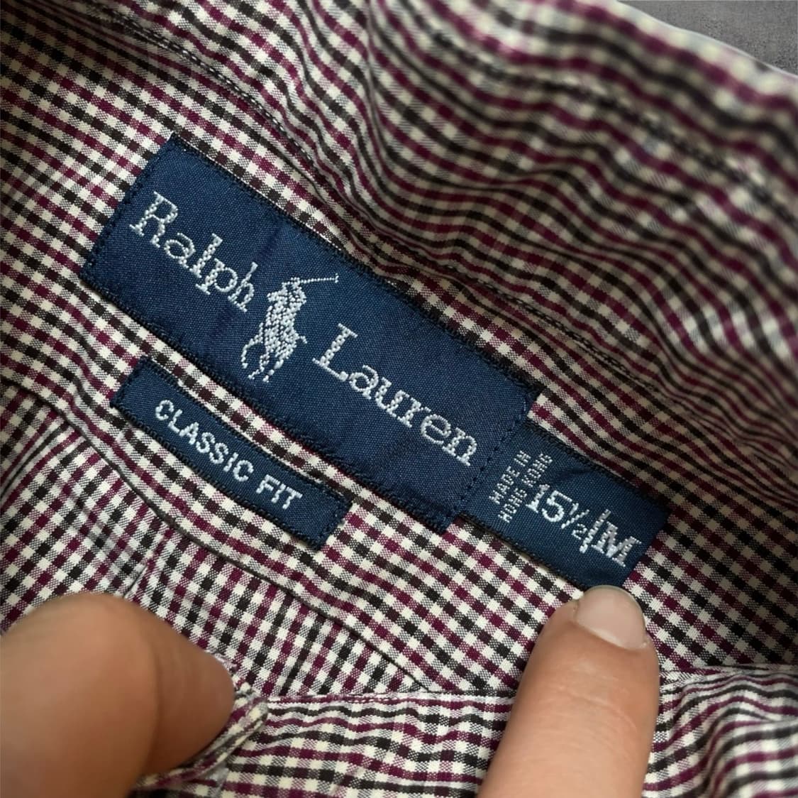 폴로 랄프로렌 버건디 마이크로 체크 클래식핏 버튼다운 셔츠 15반(M) 상품이미지2