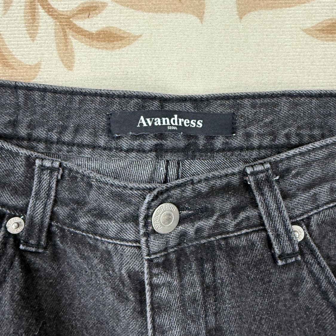 (S)어반드레스 Avandress 흑청 와이드카고데님팬츠 상품이미지2