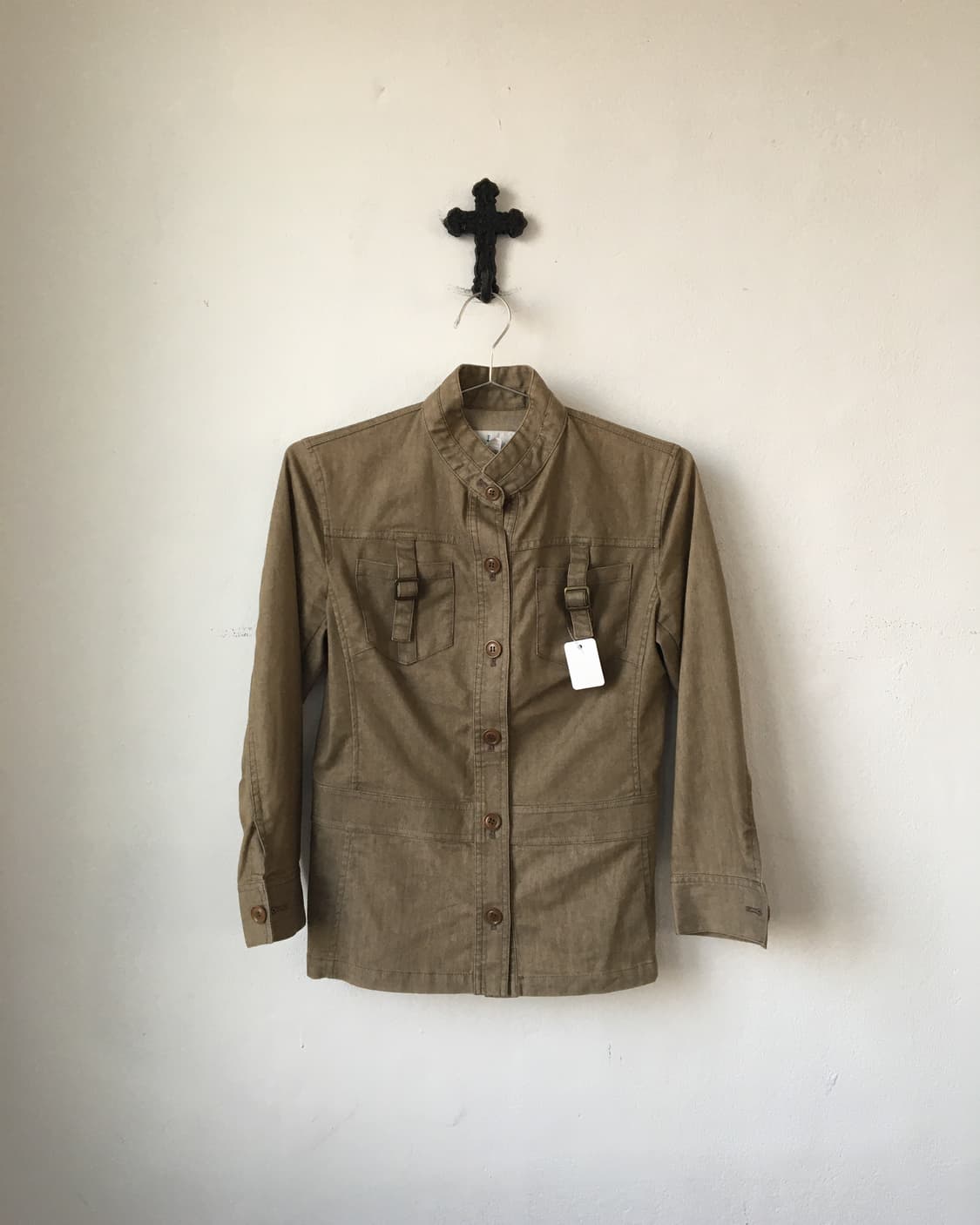 kumi kyoku Belted high neck shirt jacket 상품이미지2