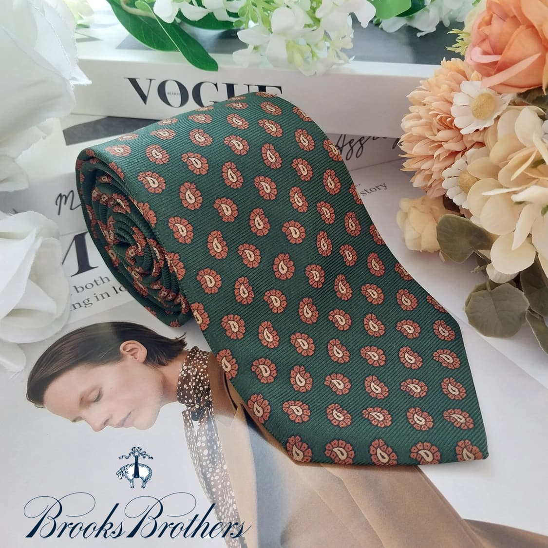 브룩스 브라더스 실크 페이즐리 넥타이 8.6cm A+등급 K1637
 상품이미지1