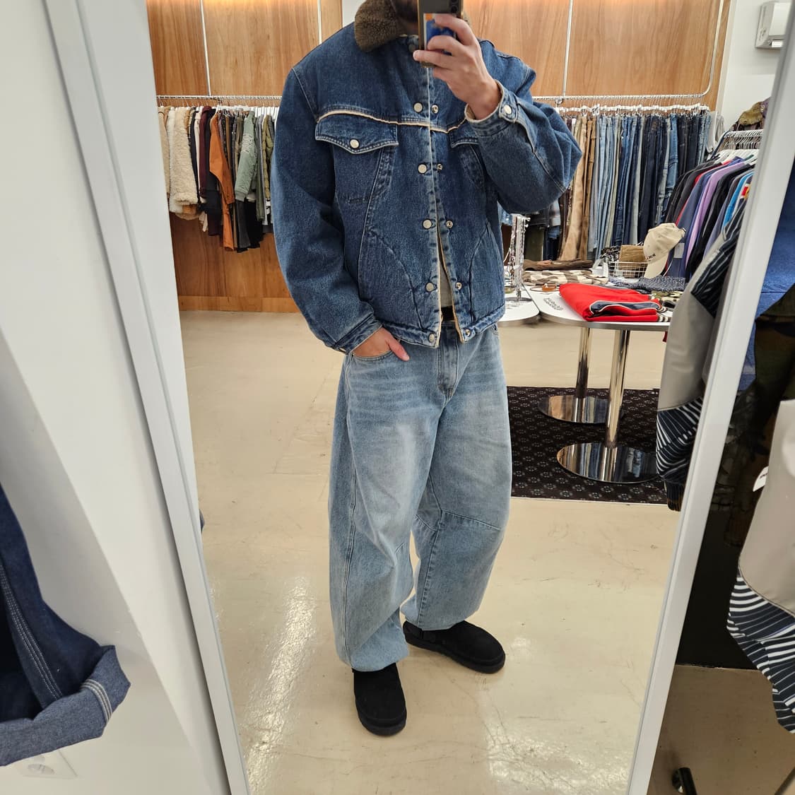 90's RIFLE 트러커자켓 청자켓 후리스 누빔 빈티지 웨스턴 XL 상품이미지10