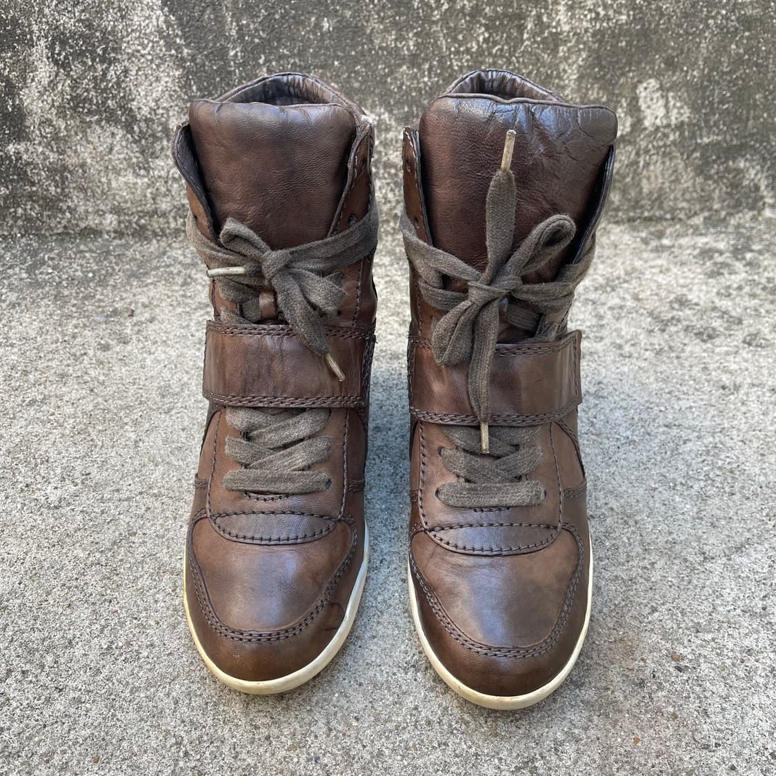 [38] ASH 닥크 브라운 레더 웨지힐 스니커즈 (245) 상품이미지2