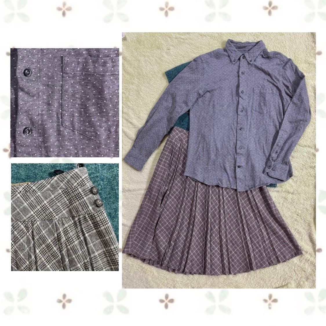 일본빈티지 모리걸 니트 코디세트 (체크 스커트 + 사만사모스모스 코트 상품이미지6