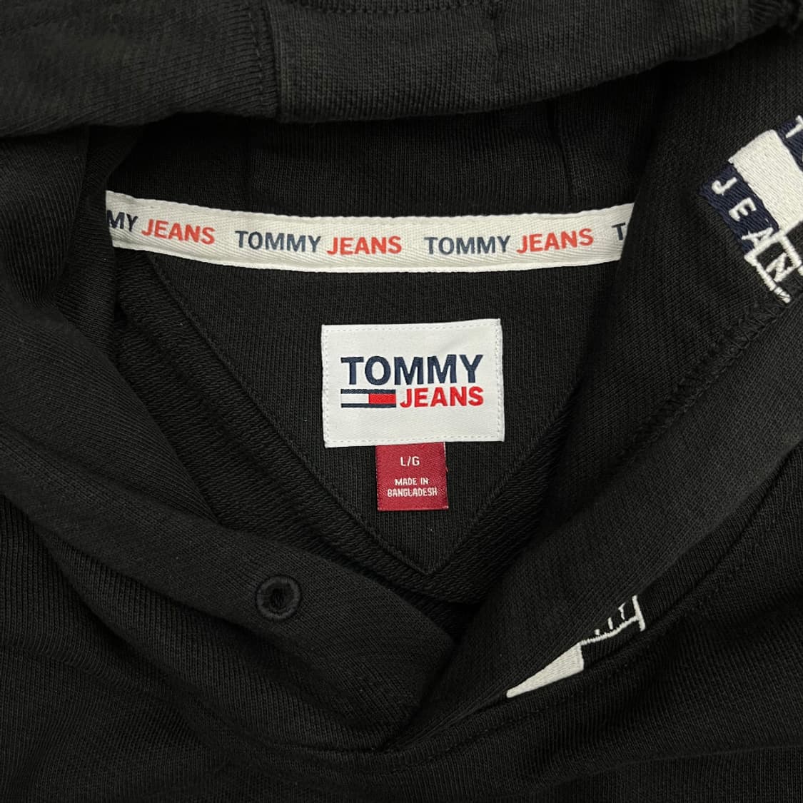 타미힐피거 진스 로고패턴 블랙 후드 L 상품이미지5