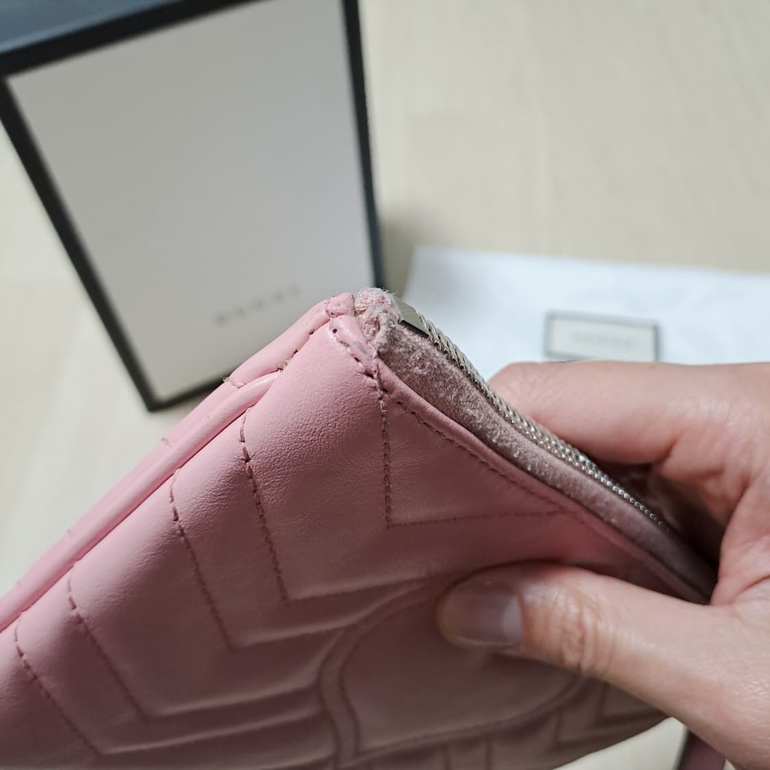 [100%/정품] 구찌 GG 마몽 마틀라세 핑크 파우치, 구찌클러치 상품이미지9