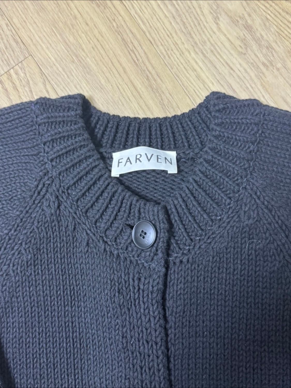 farven 파르벵 코튼 크롭 가디건 블랙 OS 상품이미지6