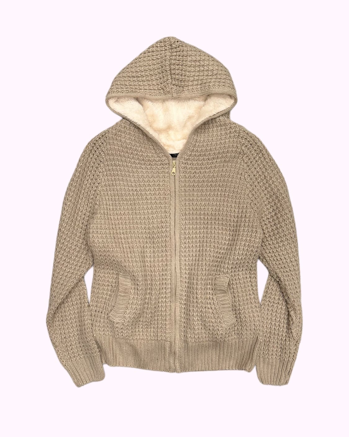 waffle fur knit hood zip-up 상품이미지1