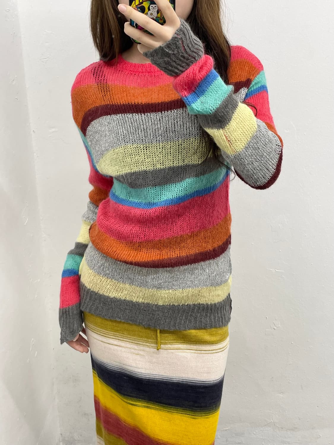 모헤어 하구미 스트라이프 니트 상품이미지3