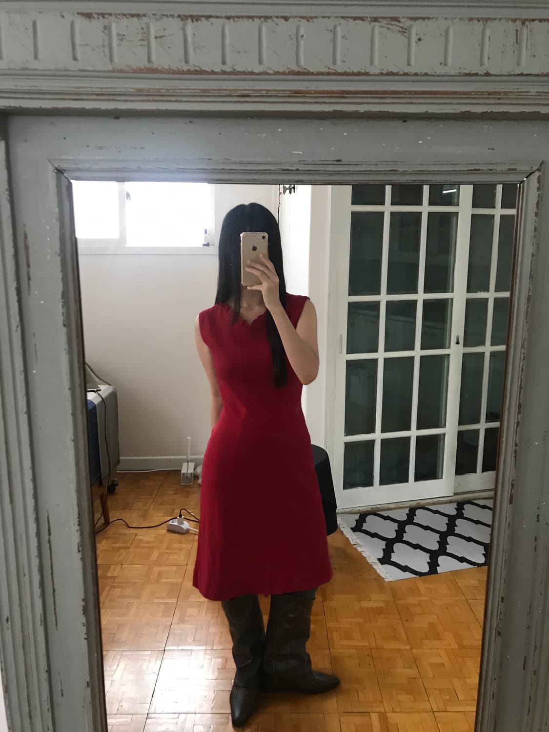 vintage pearl red one-piece 상품이미지1