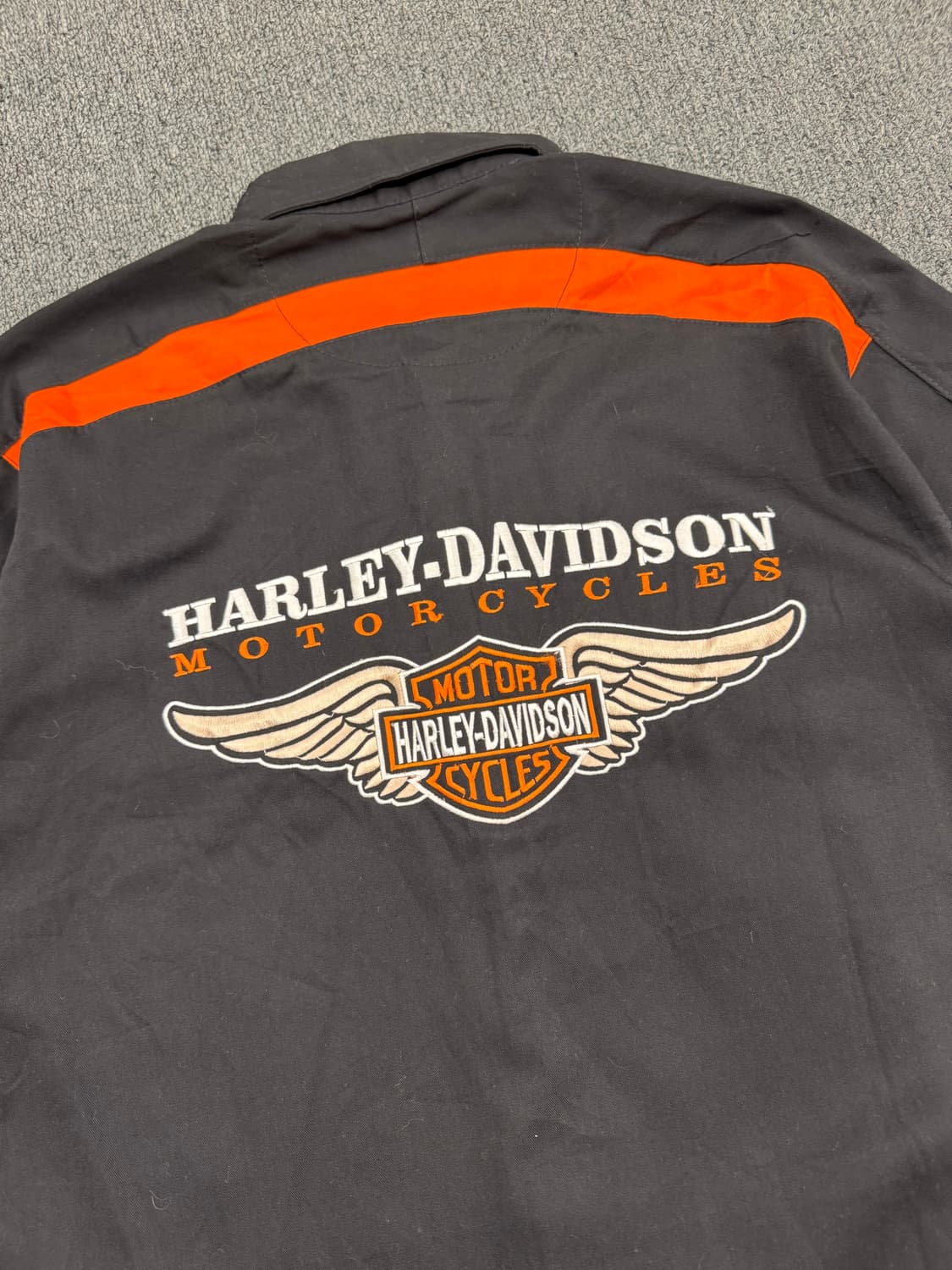 OS)할리데이비슨 빈티지 로고 자수 반팔셔츠 상품이미지6