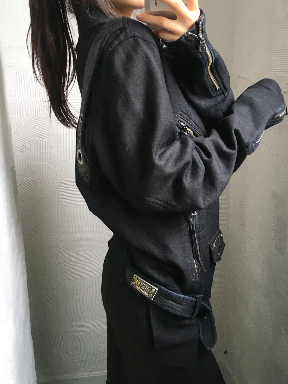 Diesel 디젤 블랙 코튼 라이더 자켓 상품이미지3