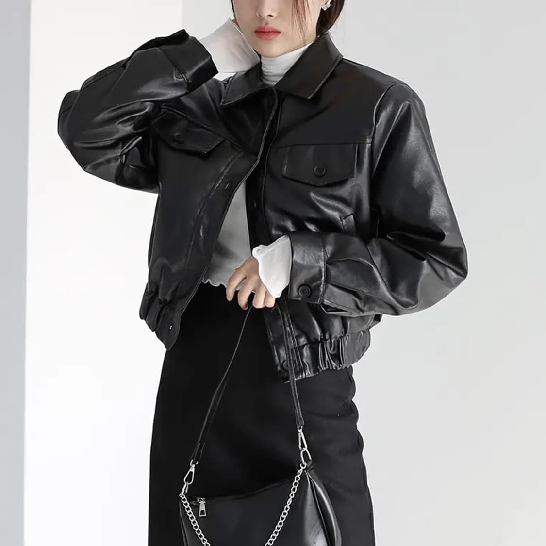 누빔 레더 자켓 상품이미지2