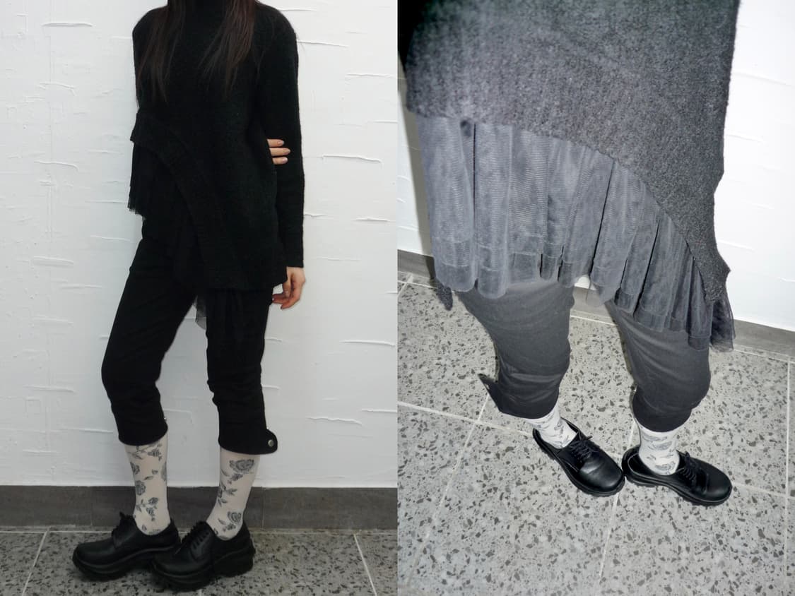 mesh frill black knit 상품이미지2