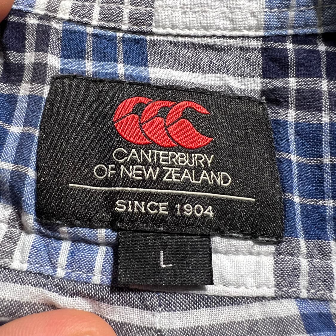 CANTERBURY 캔터베리 JP 블루 화이트 타탄체크 코튼 반팔셔츠 상품이미지4
