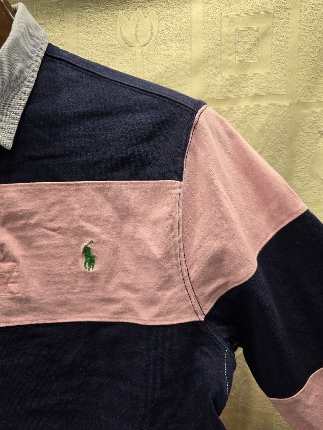 폴로 랄프로렌 단가라 럭비티  핑크/네이비 L(100) 상품이미지3