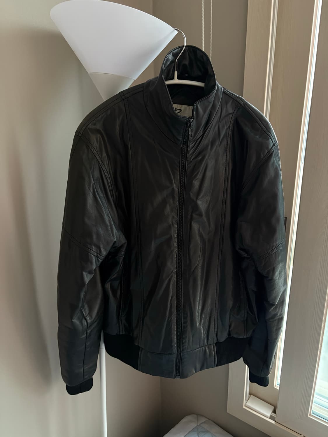 [os] leather high neck jacket black 상품이미지1