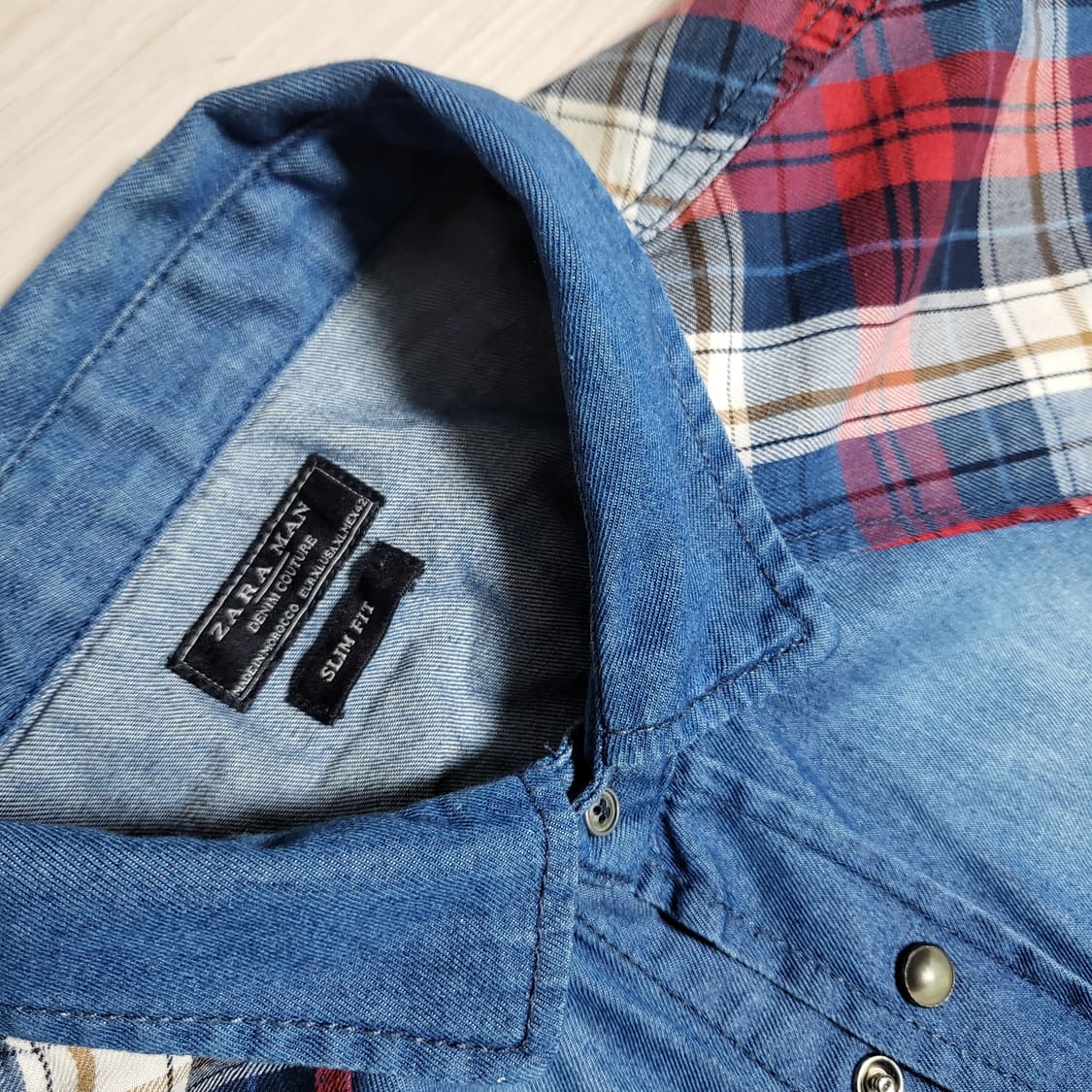 자라 패치워크 데님 셔츠(xl) 상품이미지3