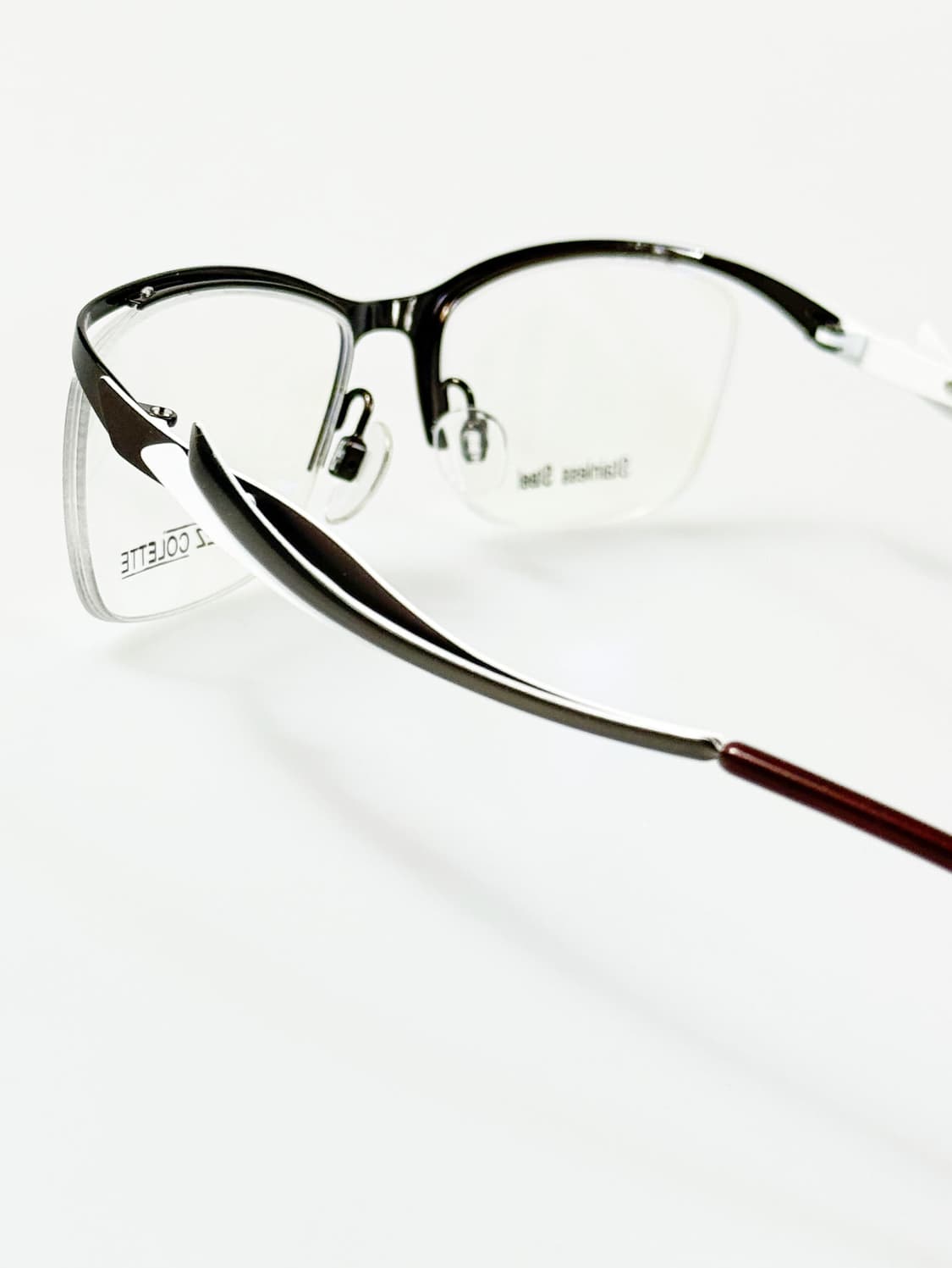 프랑스제 CHEZ COLLETE 스퀘어 반무테 빈티지 안경 상품이미지4