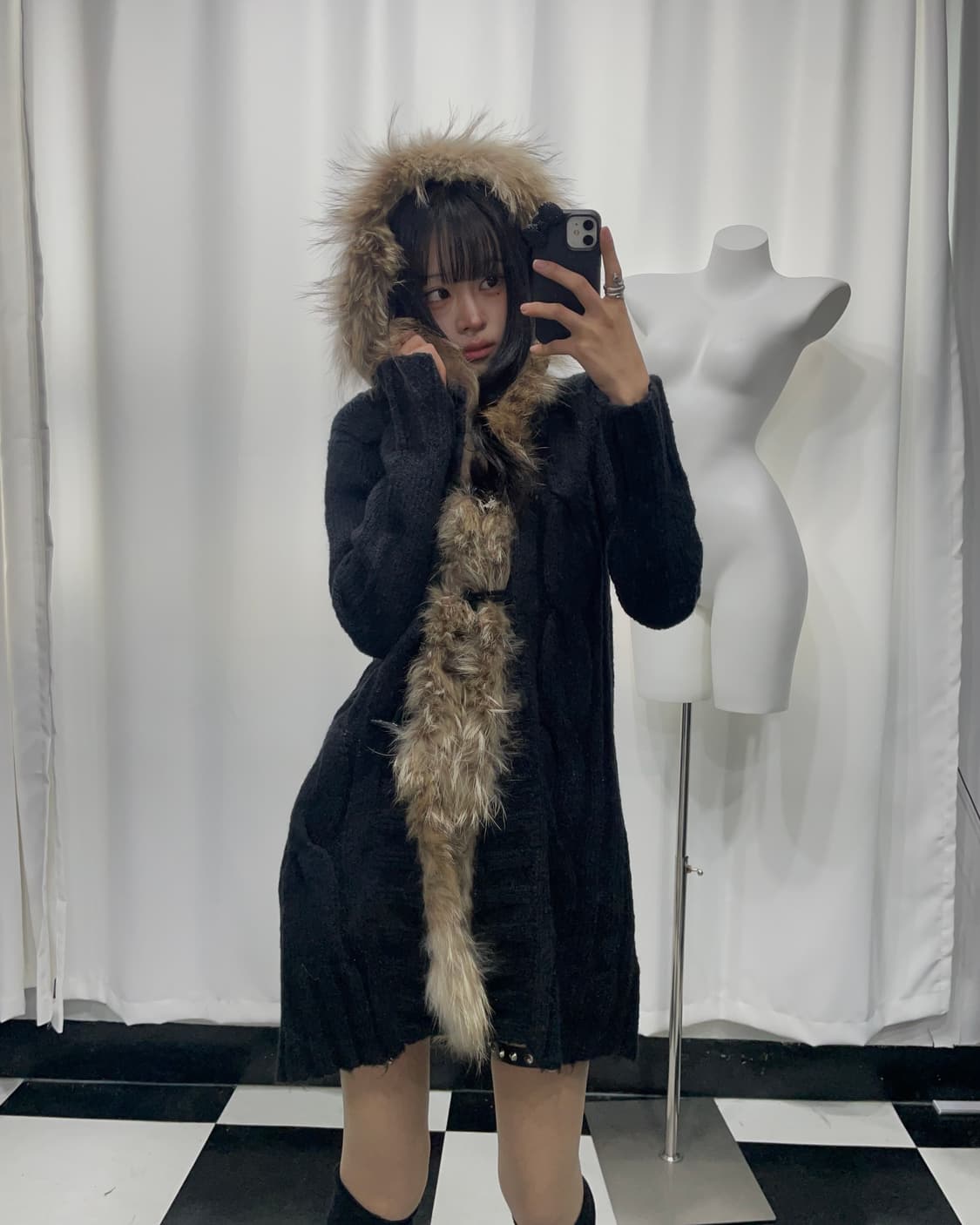 🎸블랙 퍼 니트 후디🎸 상품이미지2