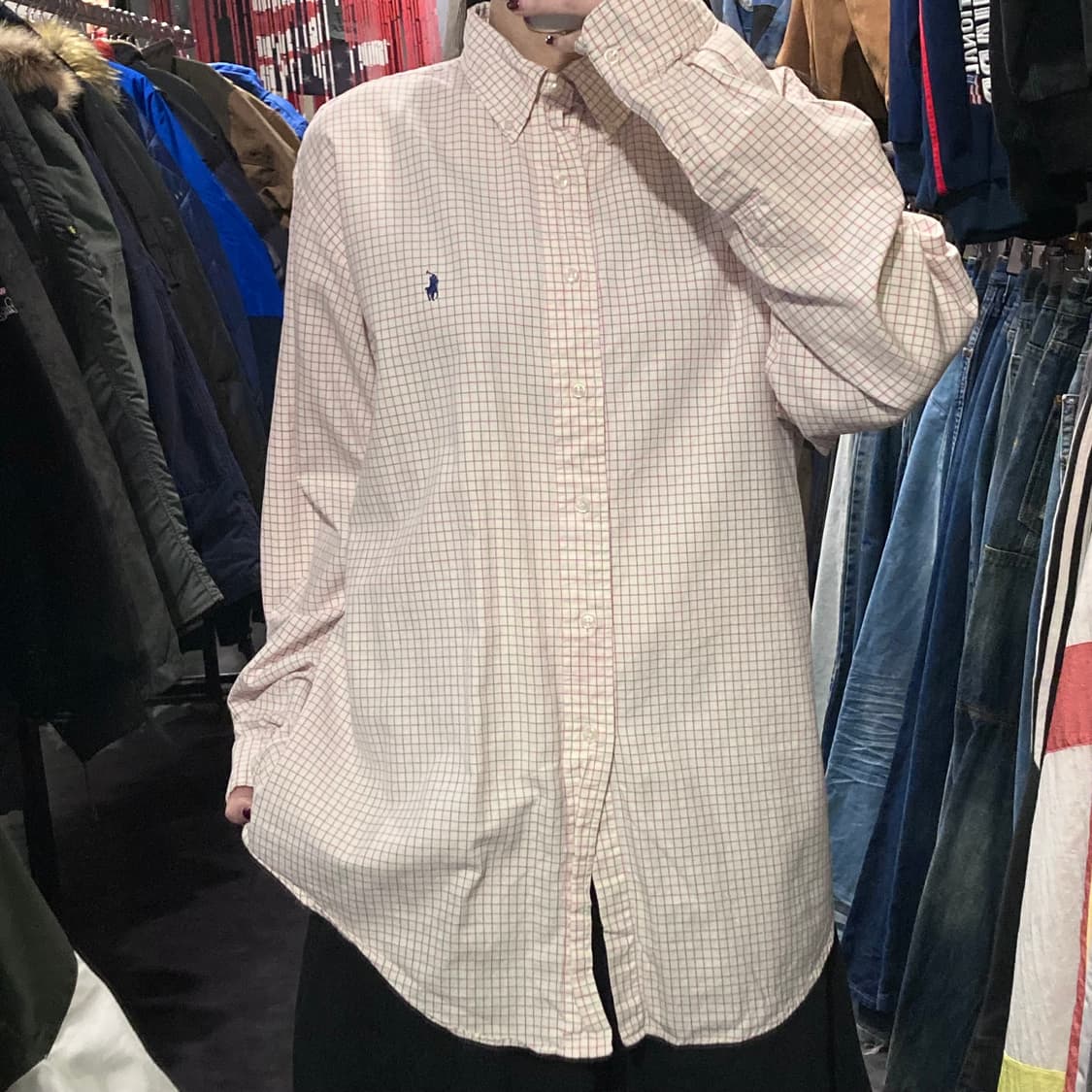 [IM]폴로 랄프로렌 그래프 체크 셔츠 레드 블랙 상품이미지2