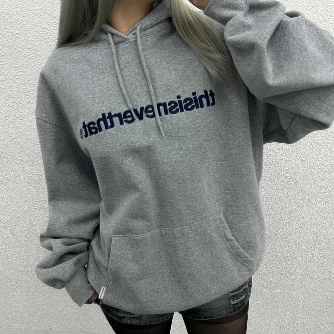 디스이즈네버댓 센터로고 그레이 후드 XL 상품이미지1