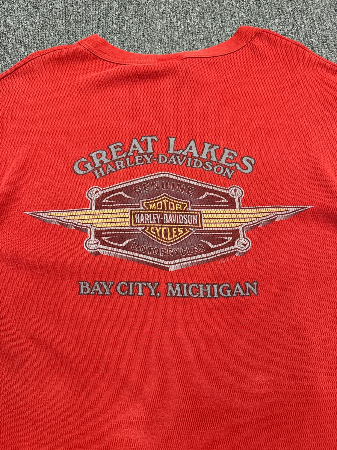 M) 할리데이비슨 빈티지 프린팅 레드 롱슬리브 상품이미지4