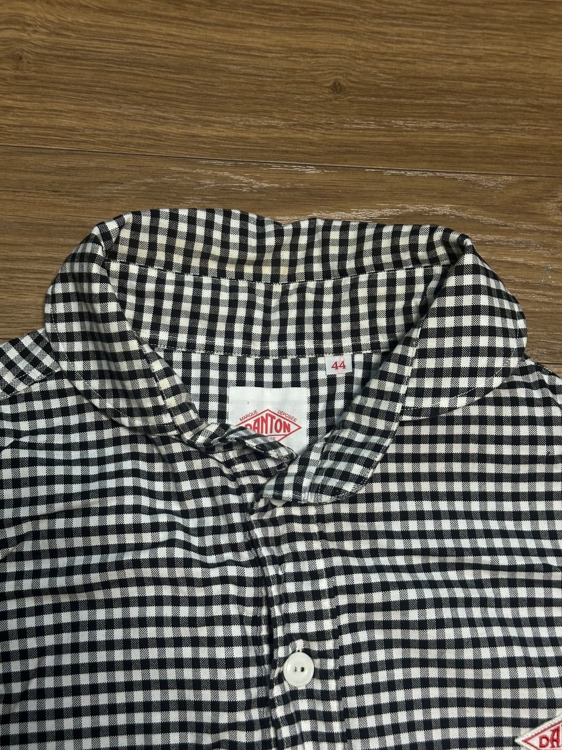 단톤 깅엄 체크 셔츠 반팔 카라티 44 사이즈 상품이미지3