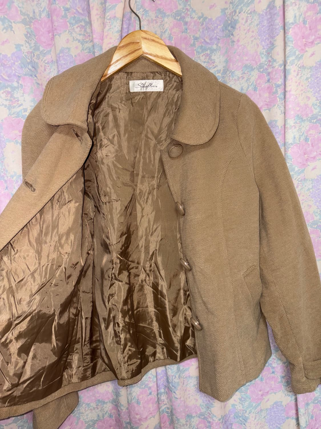 베이지 둥근카라 숏 코트  상품이미지9