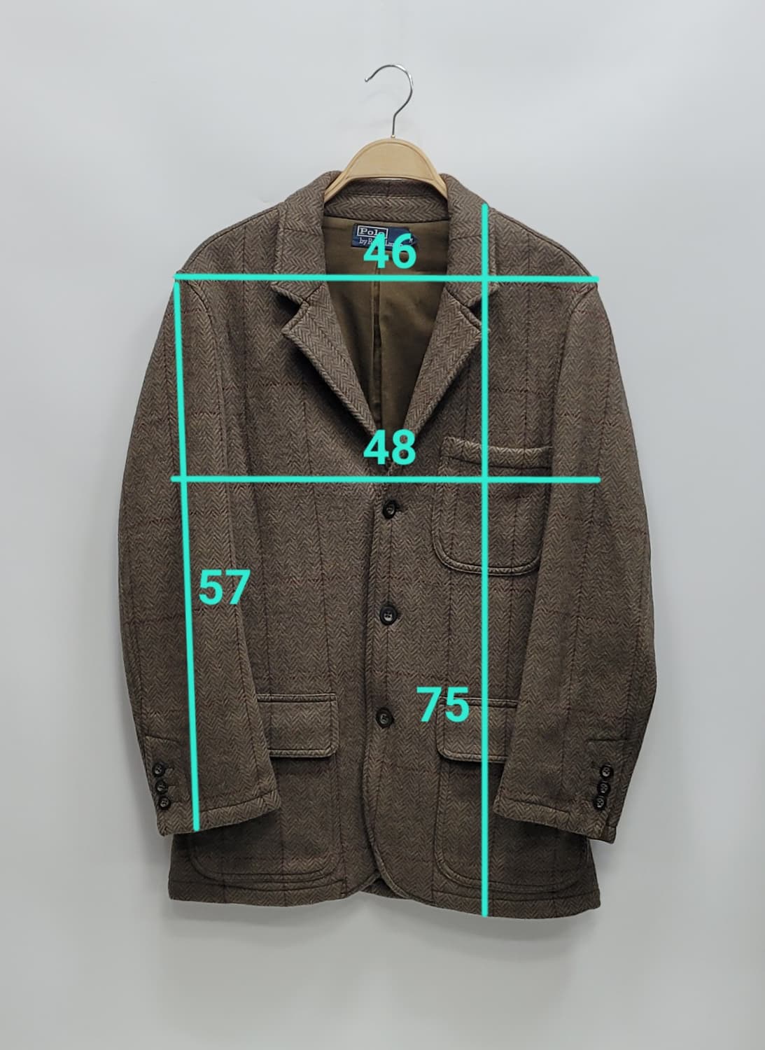 POLO 폴로 랄프로렌 모 100 헤링본 체크 블레이저 코트 / 남 M  상품이미지10