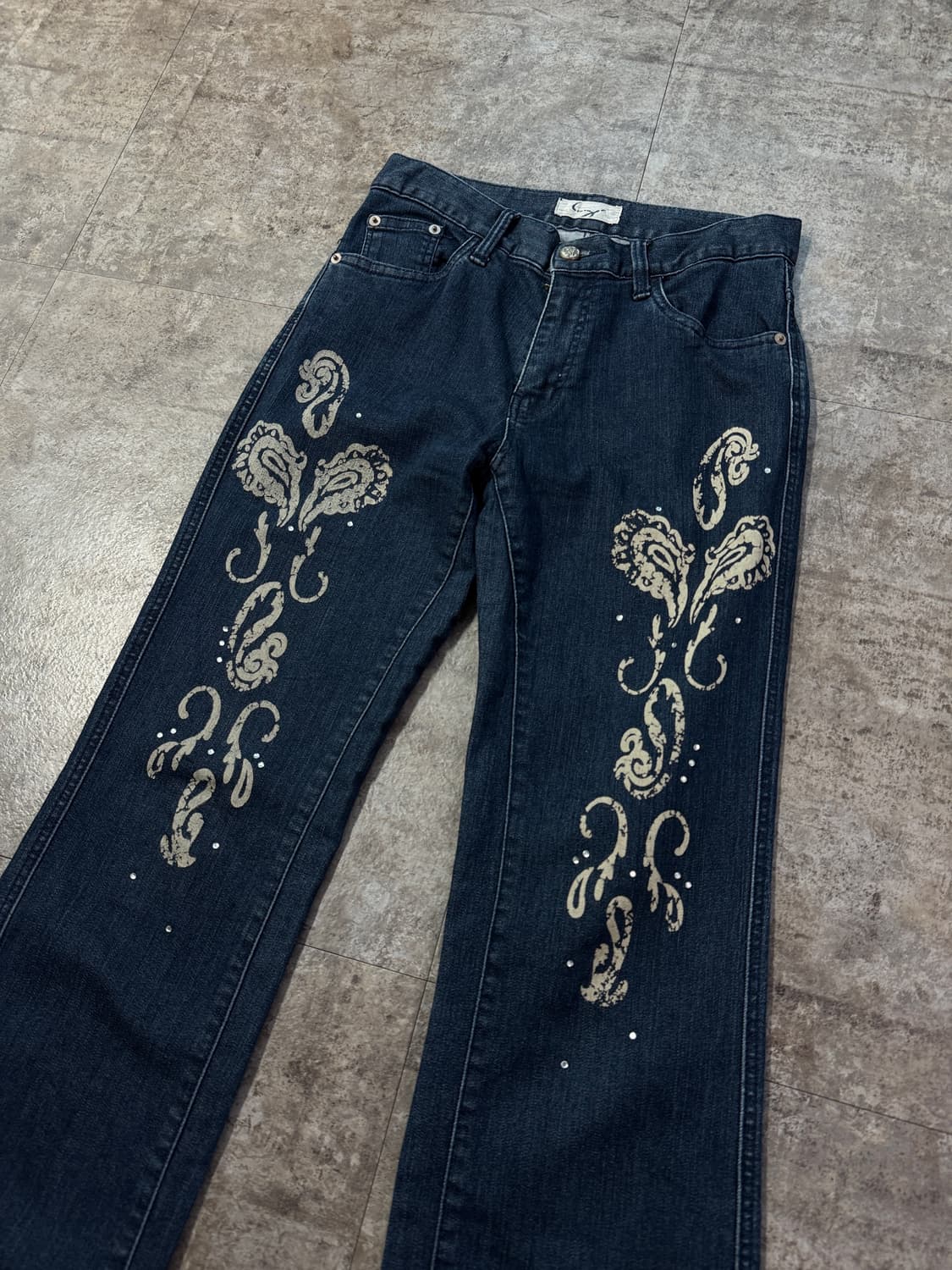 큐빅 프린티드 부츠 컷 데님 상품이미지2