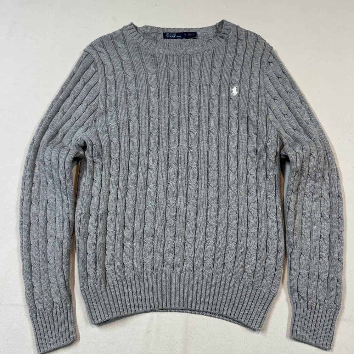XL) 폴로 랄프로렌 케이블 꽈배기 라운드넥 니트 신형 큐알탭 상품이미지2