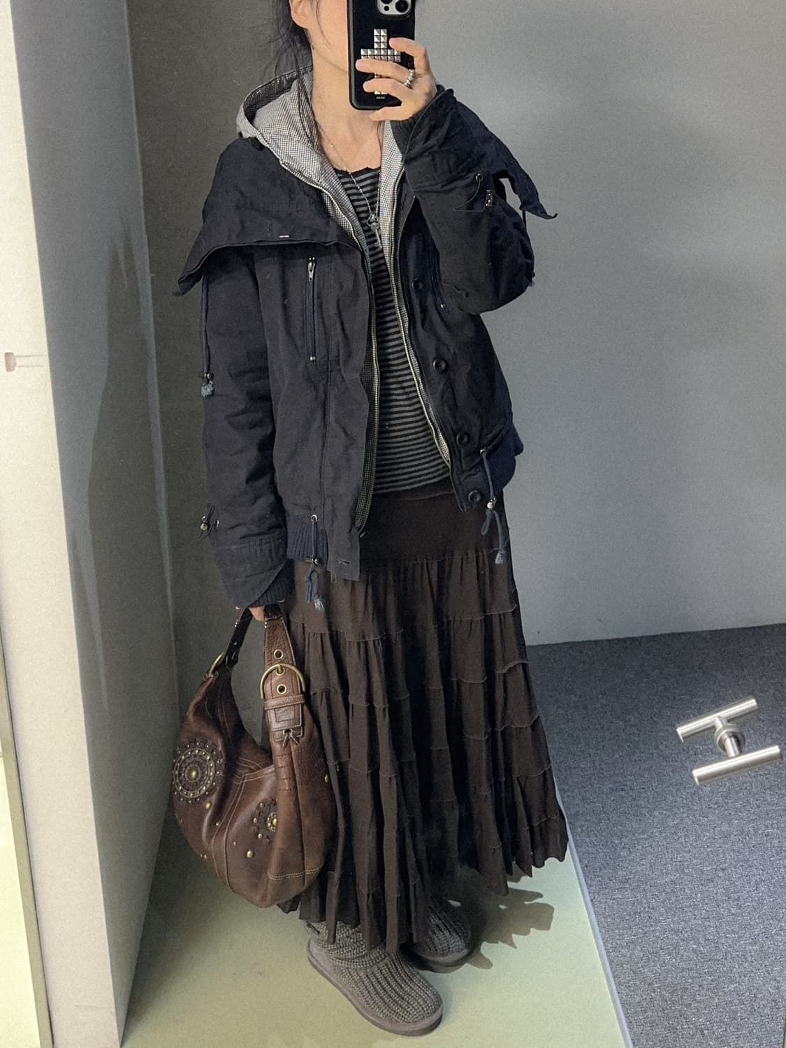 brown cotton cancan skirt 상품이미지3