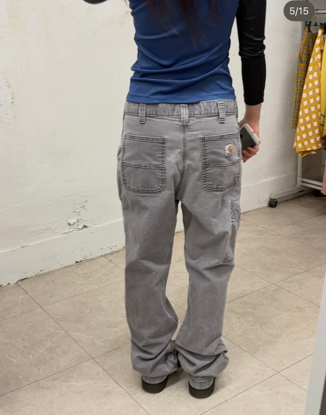 여성 추천 사이즈!! 칼하트 빈티지 그레이 싱글니 카펜터 팬츠 상품이미지3