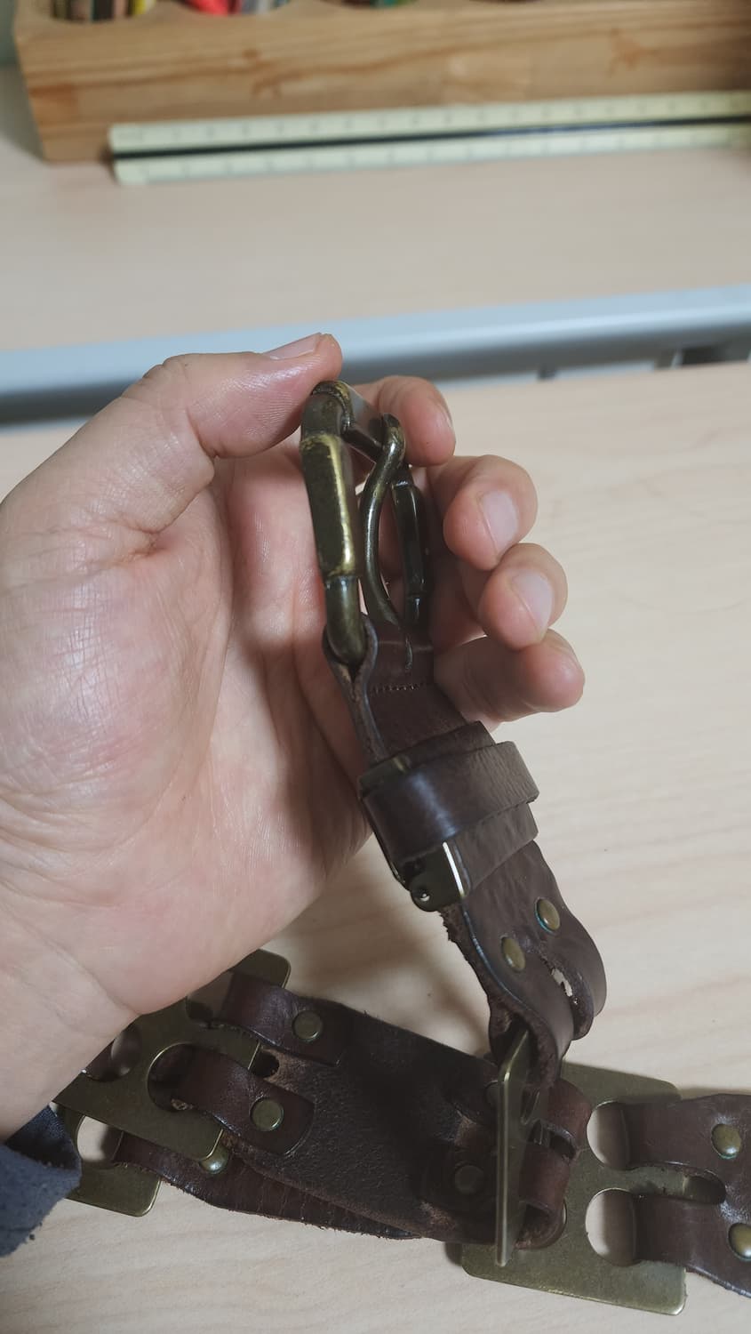 빈티지 스타일 브라운 황동 버클 징 통가죽 벨트 상품이미지9