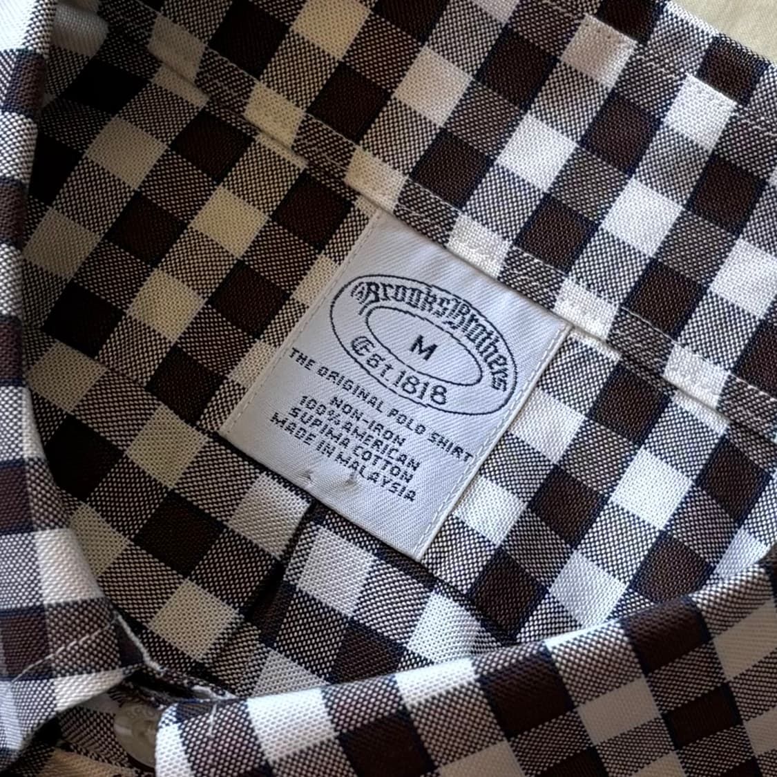 [M/100-102] Brooks Brothers 브라운 깅엄 체크 폴로 상품이미지3