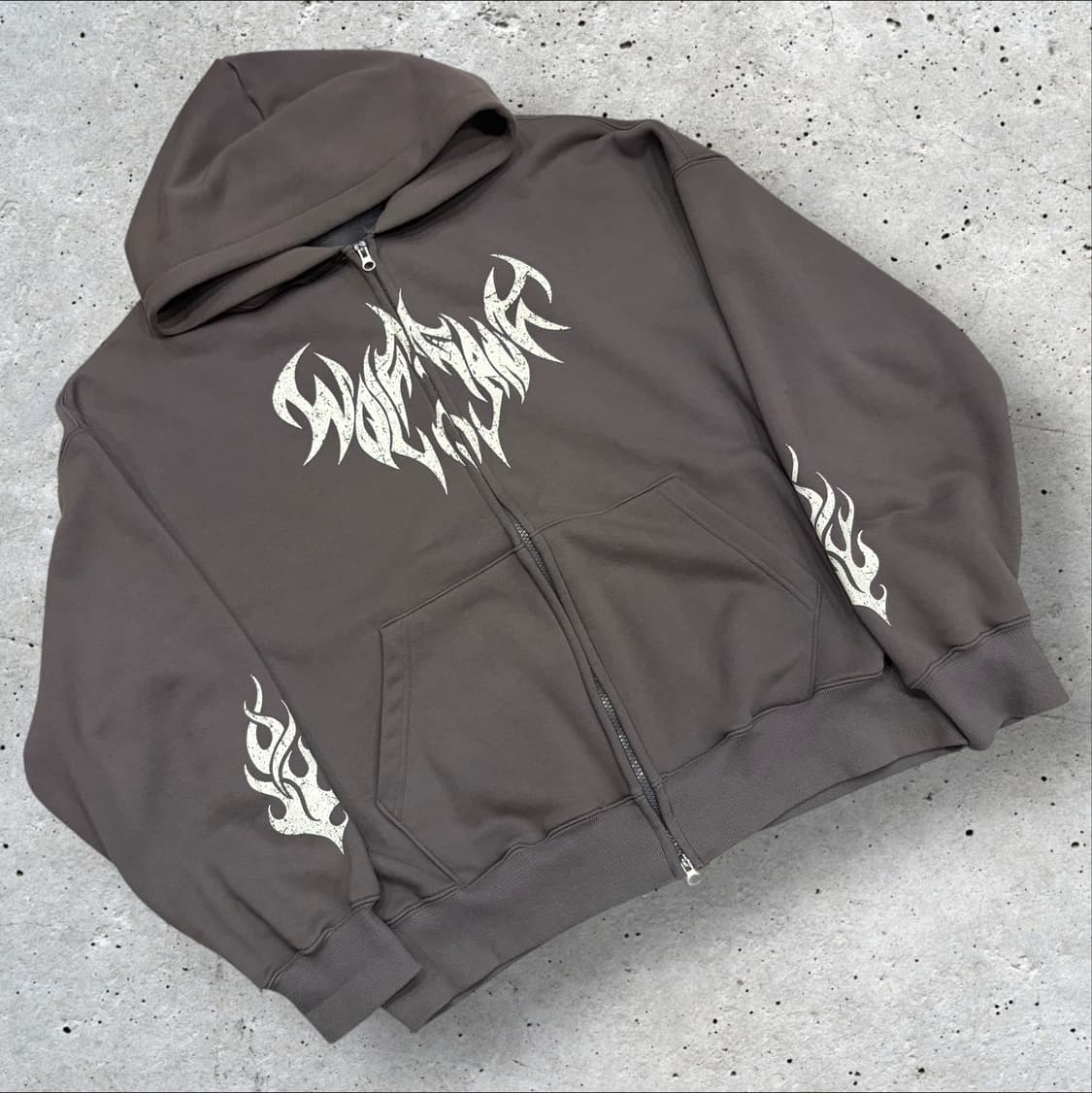 [OS] 와트 프린팅 후드집업 카키 C701 상품이미지1