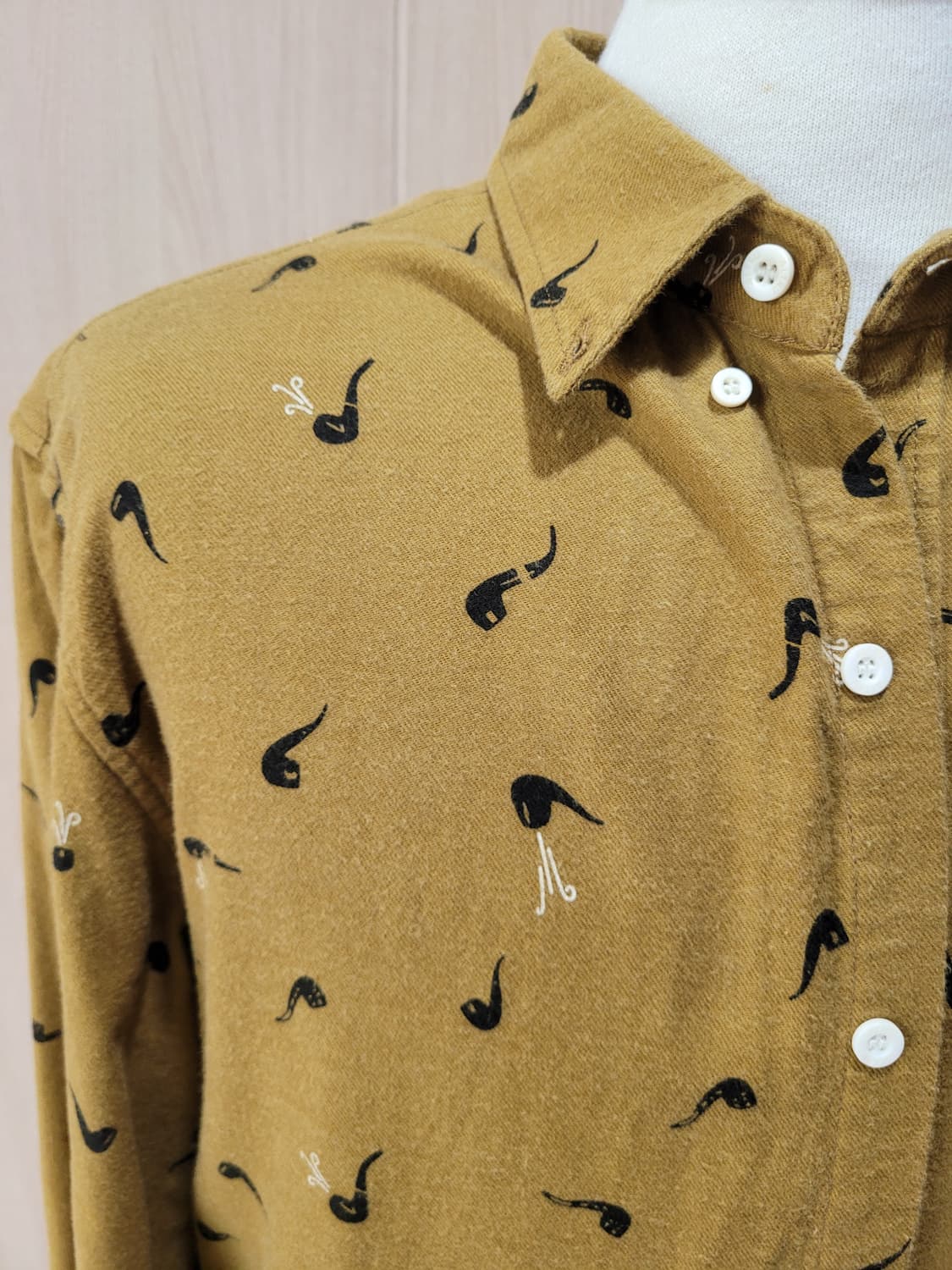 ALTRU 남자 프린트 셔츠 105 머스타드 상품이미지3