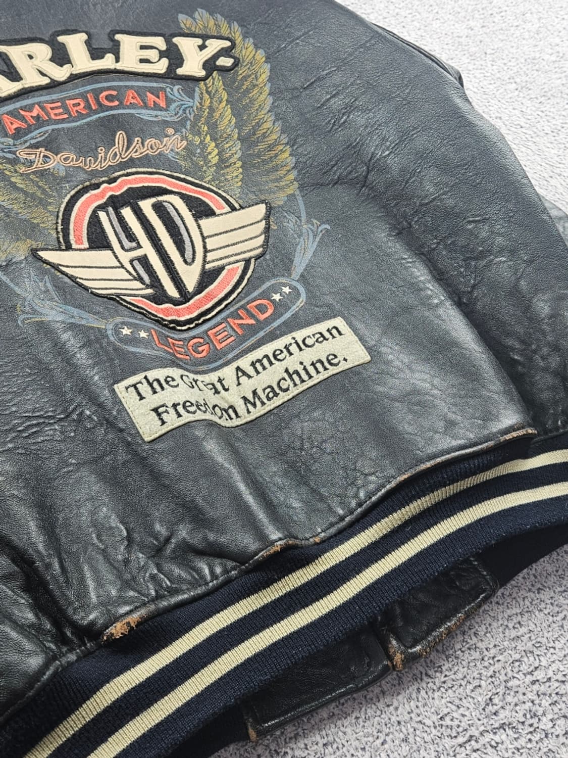 할리 데이비슨 싱글 라이더 가죽 바시티 자켓 ( L ) / 10777 상품이미지10