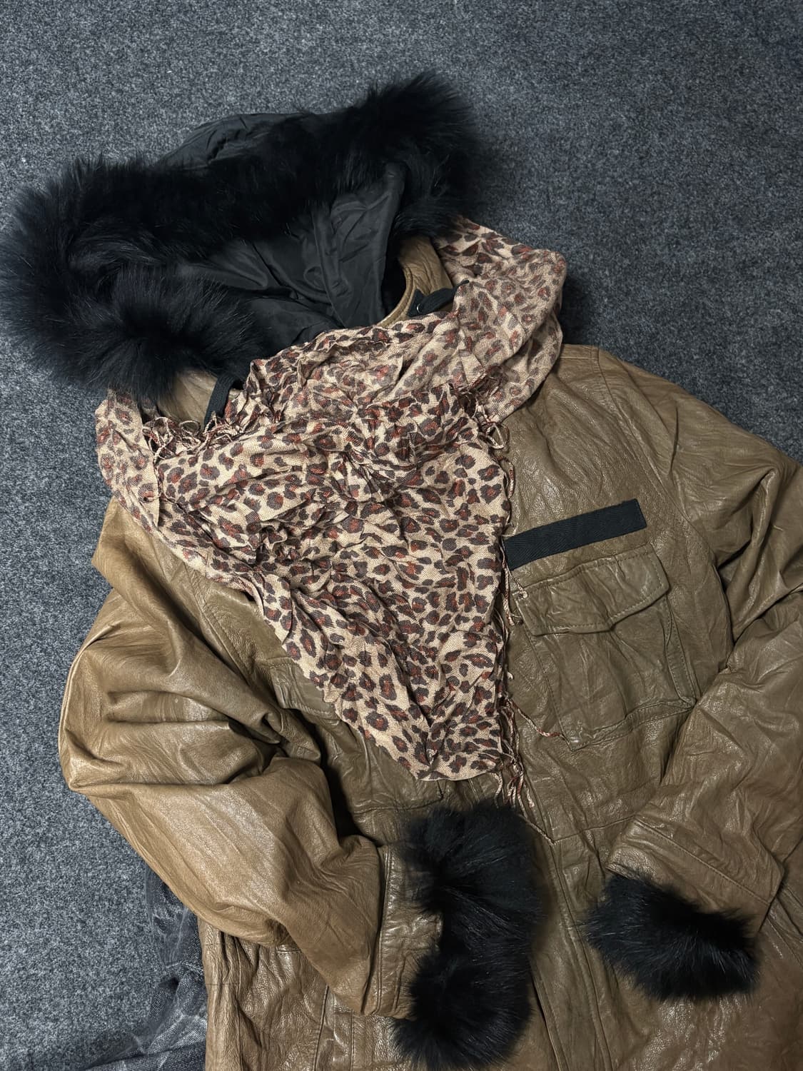 Vintage y2k punk Leopard muffler 상품이미지1