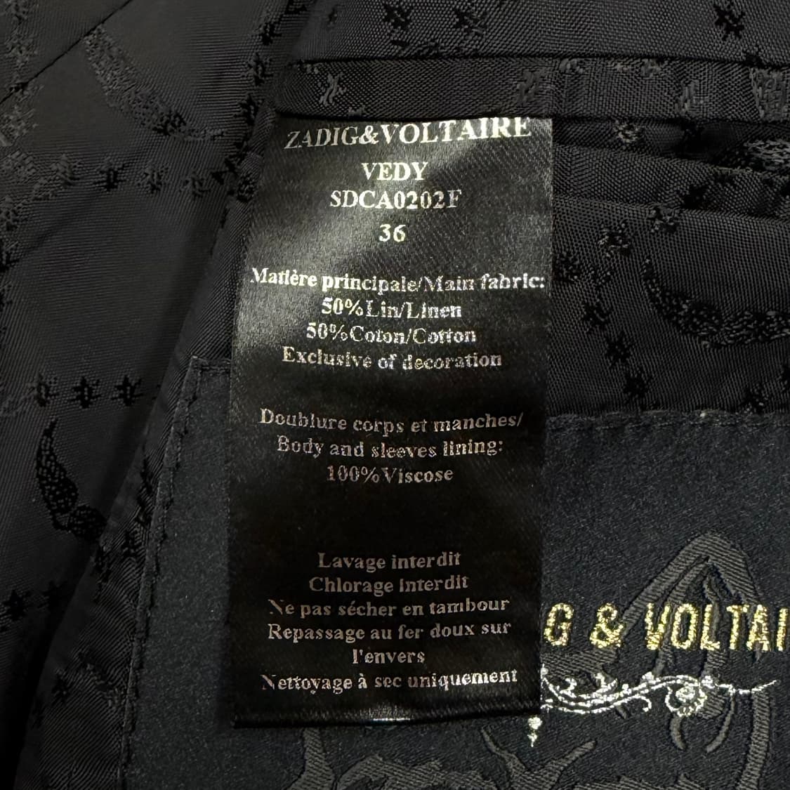 Zadig&Voltaire 쟈딕앤볼테르 디럭스 자켓 36  상품이미지8
