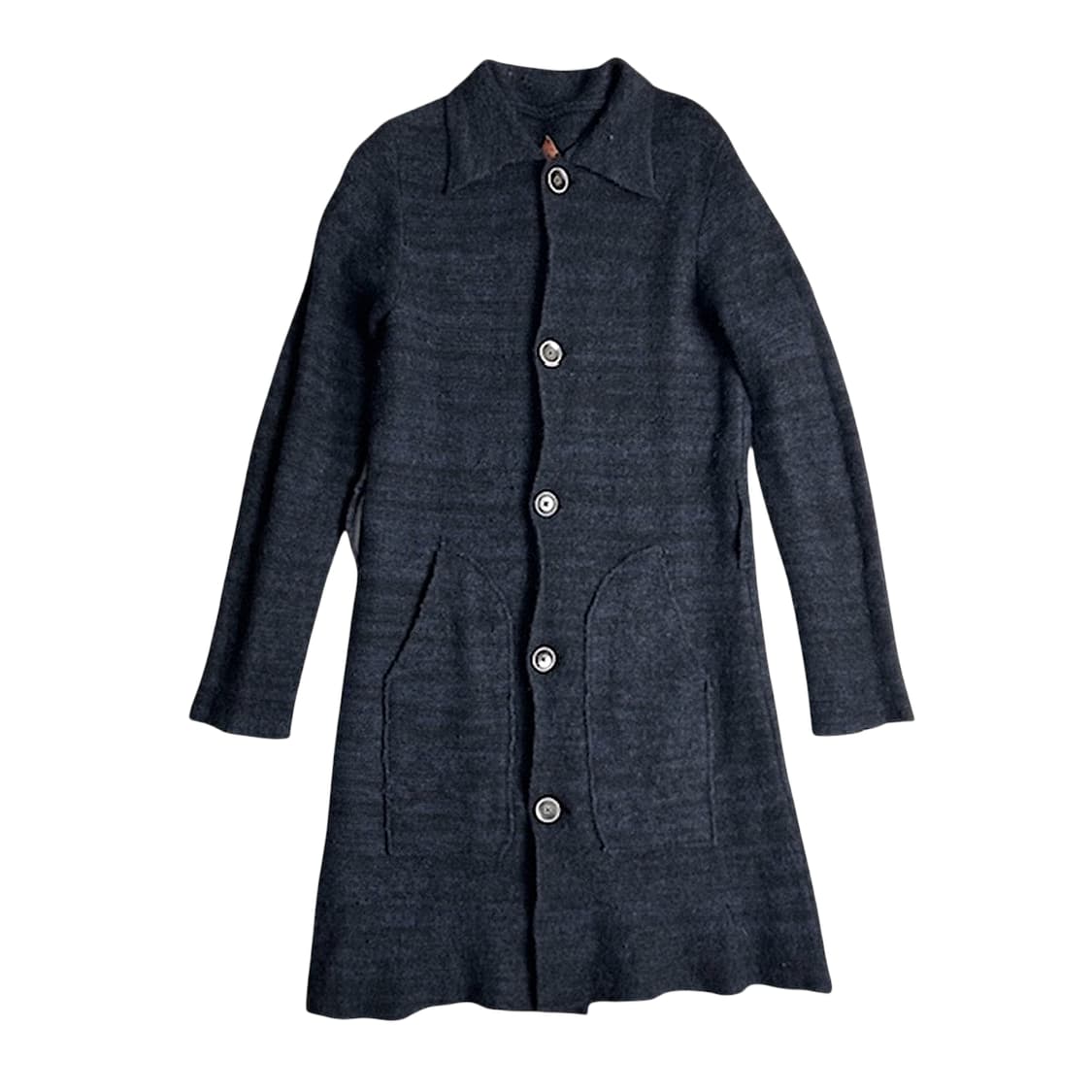 캐피탈 레이디스 가공 울 코트 블랙x네이비 상품이미지1