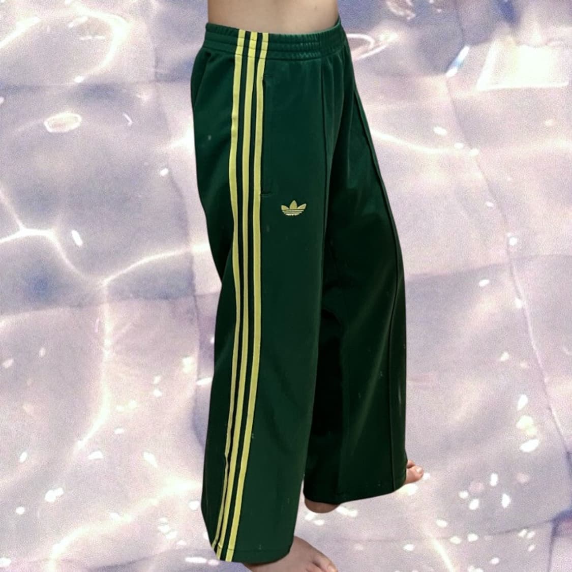 90s 아디다스 파이어버드 베켄바우어 그린 옐로우 초노 와이드 트랙 팬츠 상품이미지1
