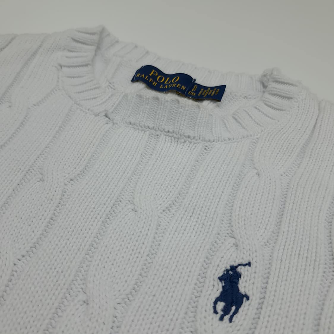CN842W S 폴로 랄프로렌 화이트 케이블 반팔 니트 스웨터 상품이미지4
