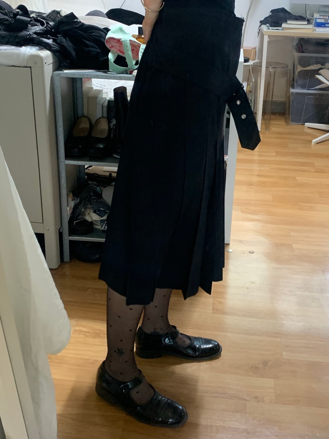 꼼데가르송 블랙 벨트 플리츠 스커트 상품이미지8