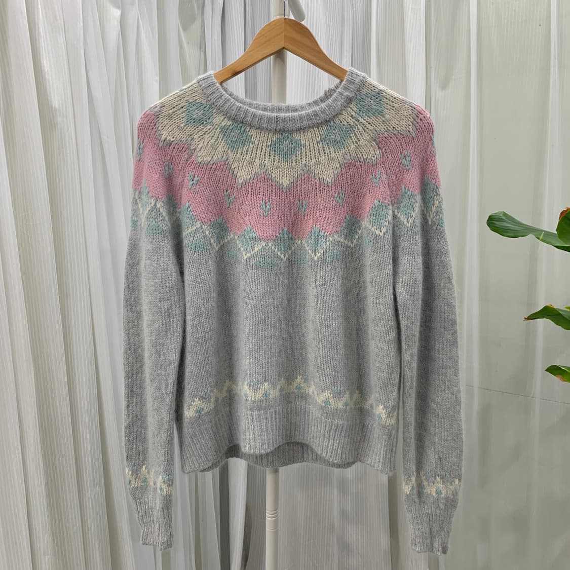 빈티지 노르딕 패턴 라운드니트 1756 상품이미지1