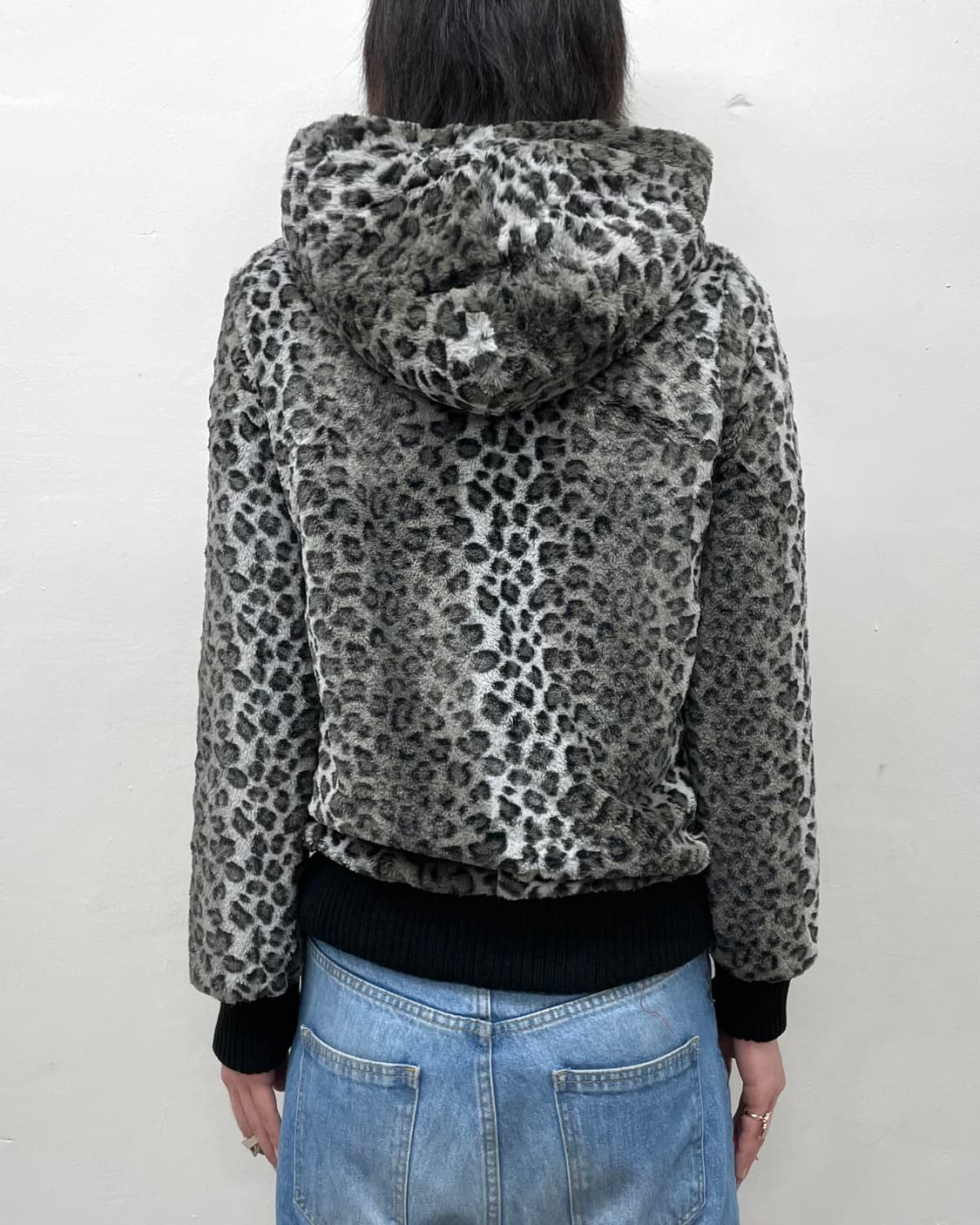 Grey Leopard Fur Reversible Hooded Zip-U 상품이미지2